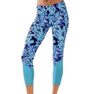 Lilly Pulitzer Luxletic Weekender Midi Legging L Bright Navy In Too Deep 000514
